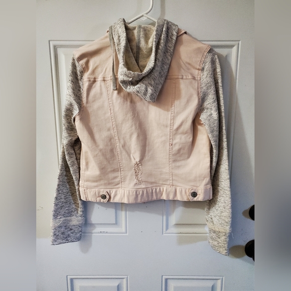 Mudd Denim Sweatshirt Jacket Pale Pink  Medium - Picture 2 of 4